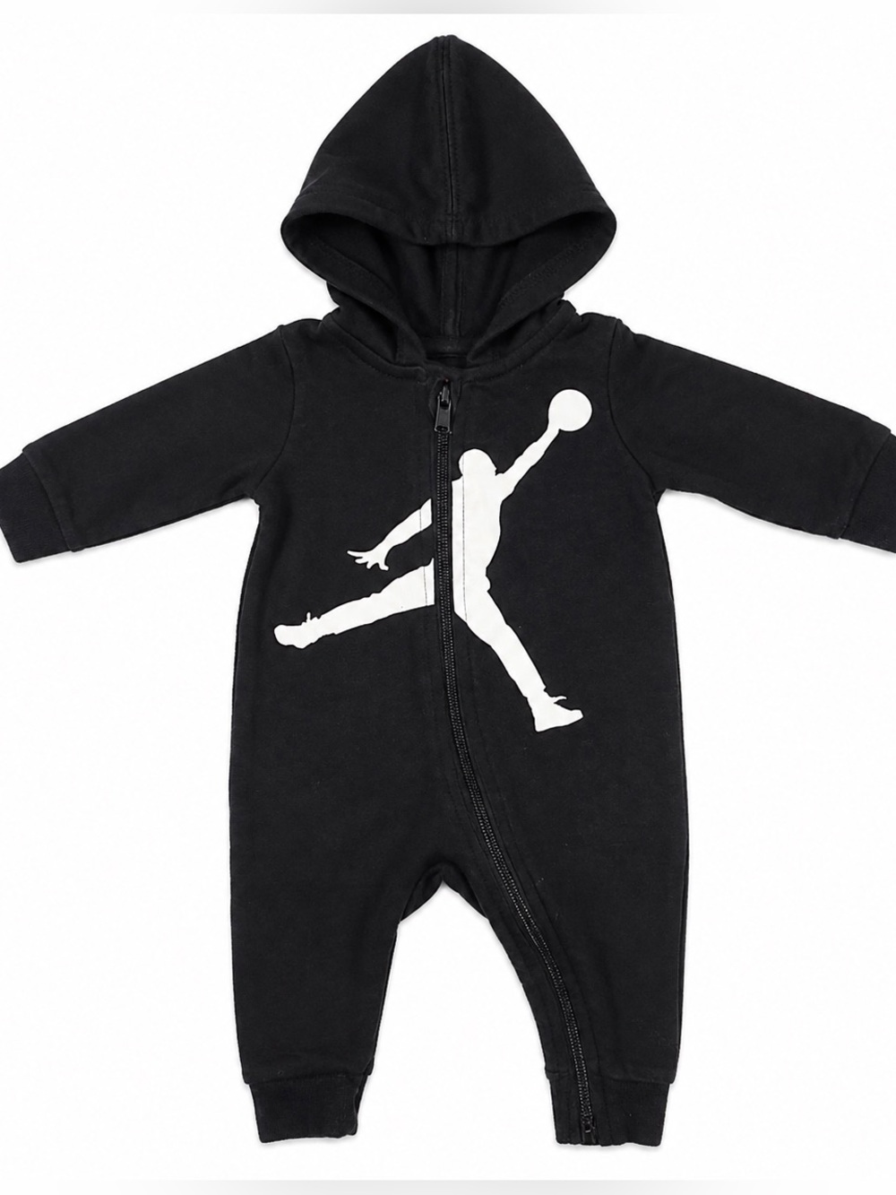 Jordan Black Hooded One-Piece with White Jumpman